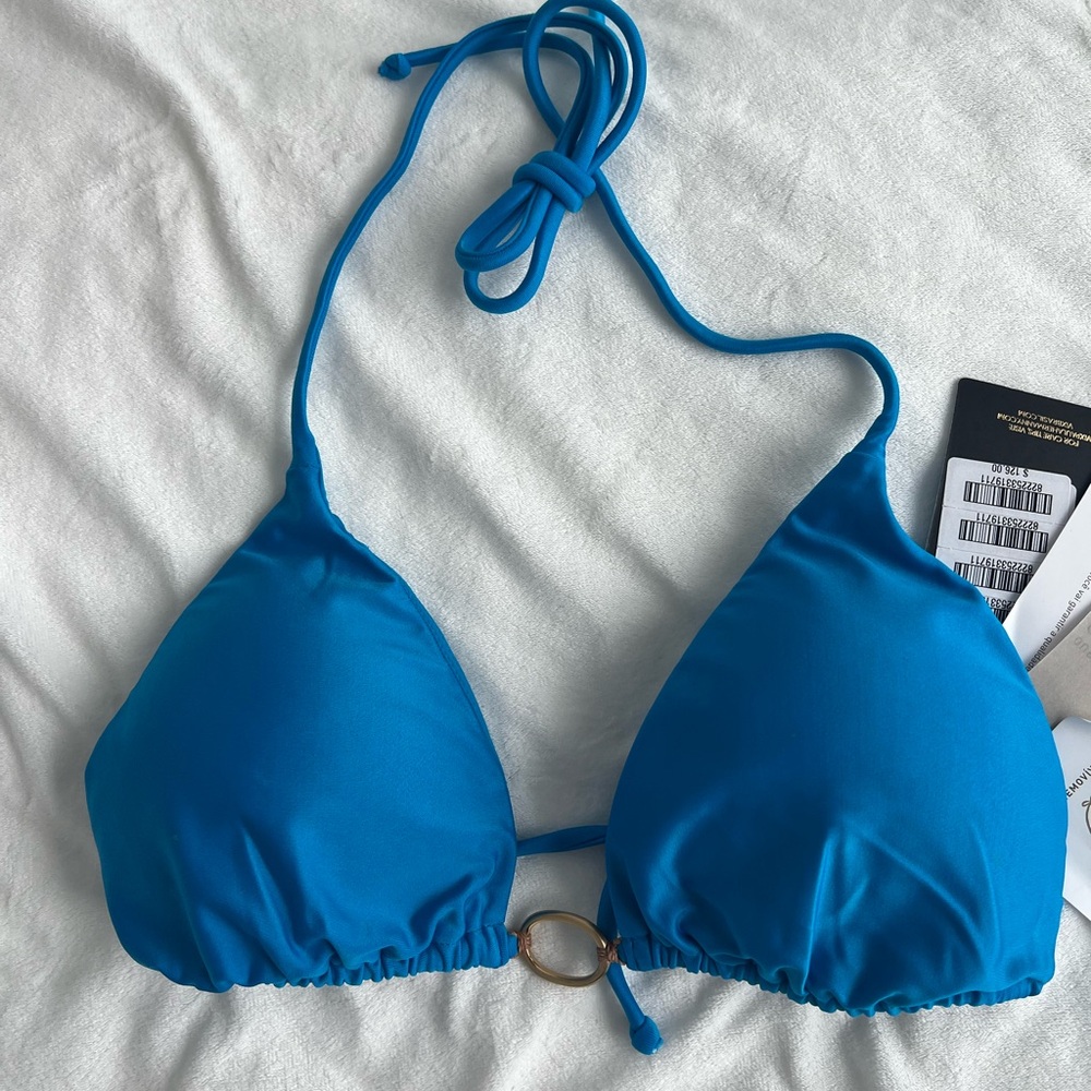 NWT Vix Amalfi Ring-Embellished Aqua Blue Bikini Top